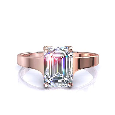Anello con diamante smeraldo 0.30 carati Cindy I / SI / oro rosa 18 carati