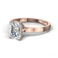 Solitario diamante smeraldo Capucine in oro rosa 0.40 carati