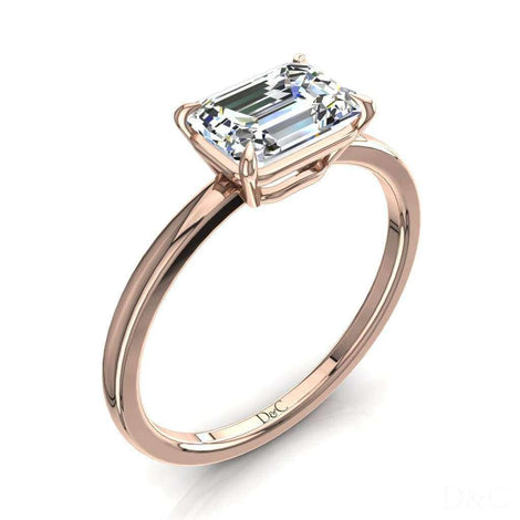 Smeraldo diamante solitario 0.50 carati oro rosa Bella