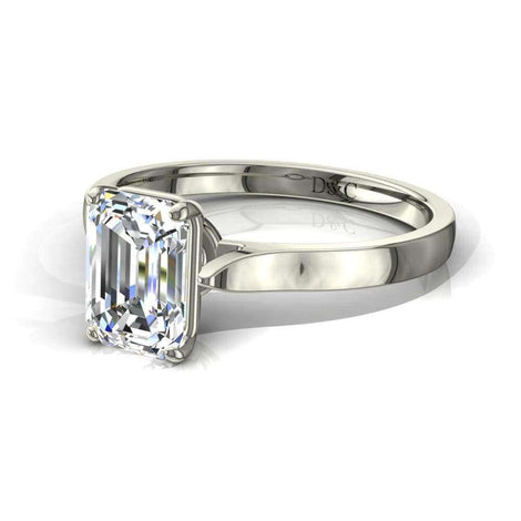 Anello di fidanzamento con diamante in oro bianco 0.70 carati Smeraldo Capucine