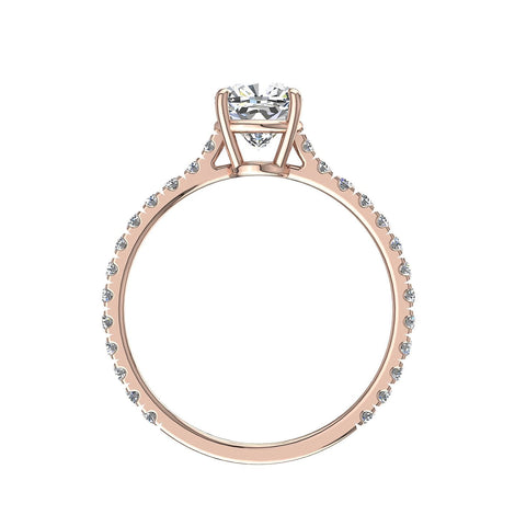 Anello con diamante smeraldo Cindirella in oro rosa 0.80 carati