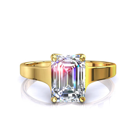 Solitaire diamant Émeraude 0.90 carat or jaune Cindy