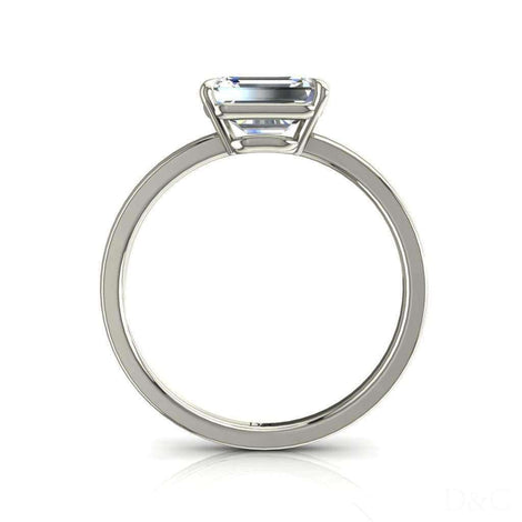 Bella anello di fidanzamento in oro bianco 1.00 carati con smeraldo e diamante
