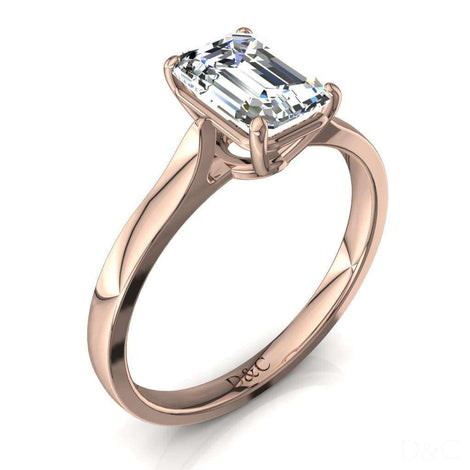 Anello di fidanzamento con diamante 1.00 carati Smeraldo Capucine in oro rosa