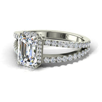 Anello di fidanzamento con diamante smeraldo oro bianco 1.10 carati Recco