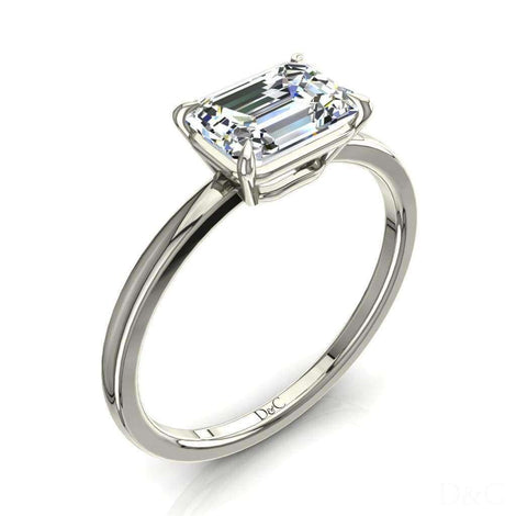 Bella anello di fidanzamento in oro bianco 1.20 carati con smeraldo e diamante