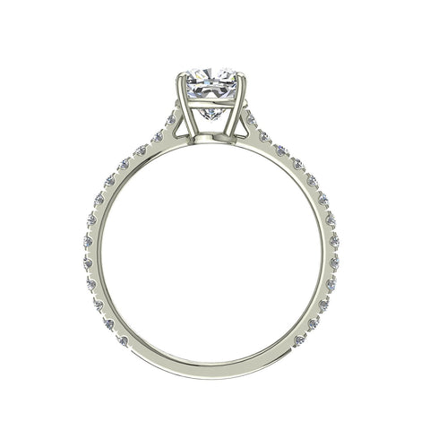 Cindirella Anello di fidanzamento con diamante smeraldo in oro bianco 1.30 carati