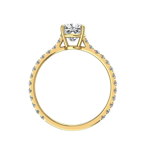 Cindirella Anello di fidanzamento con diamante e smeraldo in oro giallo 1.30 carati
