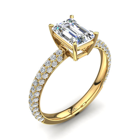 Bague de fiançailles diamant Émeraude 1.30 carat or jaune Paola