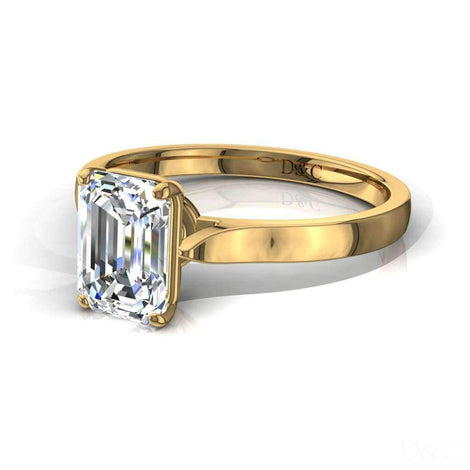 Bague de fiançailles diamant Émeraude 1.50 carat or jaune Capucine