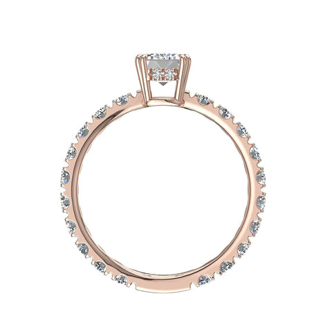 Anello con smeraldo e diamanti Valentina in oro rosa 1.50 carati