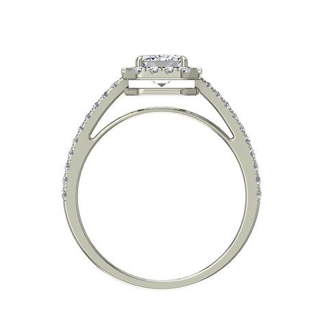 Anello di fidanzamento Genova in oro bianco 1.60 carati con diamante Smeraldo