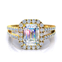 Anello di fidanzamento Genova in oro giallo 1.60 carati con diamante Smeraldo