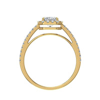 Bague de fiançailles diamant Émeraude 1.60 carat or jaune Genova