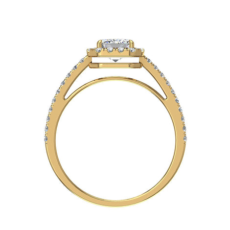 Bague de fiançailles diamant Émeraude 1.60 carat or jaune Genova