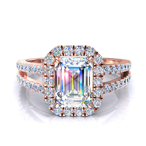 Anello di fidanzamento con diamante in oro rosa 1.60 carati Smeraldo Genova