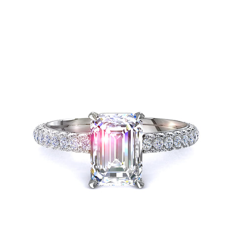 Anello di fidanzamento Paola in oro bianco 1.70 carati con diamante Smeraldo