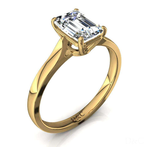 Bague de fiançailles diamant Émeraude 1.70 carat or jaune Capucine