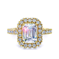 Anello di fidanzamento con diamante e smeraldo Viviane in oro giallo 1.80 carati