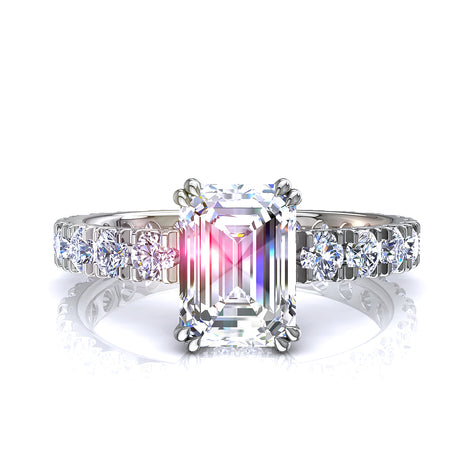 Bague de fiançailles diamant Émeraude 1.90 carat or blanc Valentina