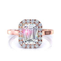 Bague de fiançailles diamant Émeraude 1.90 carat or rose Capri