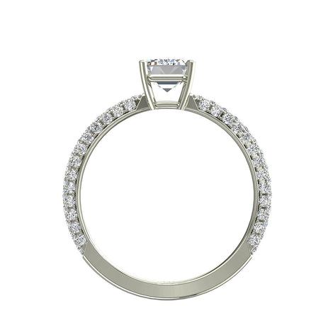 Bague de fiançailles diamant Émeraude 2.50 carats or blanc Paola