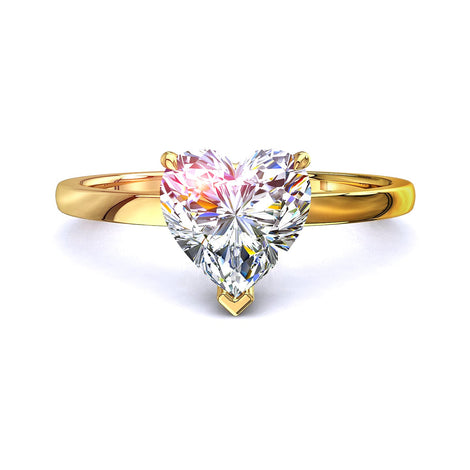 Bella anello di fidanzamento con diamante a cuore in oro giallo 0.50 carati
