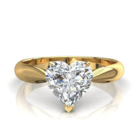 Solitaire diamant coeur 0.60 carat or jaune Elodie