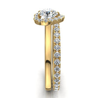 Solitaire diamant coeur 0.70 carat or jaune Capri