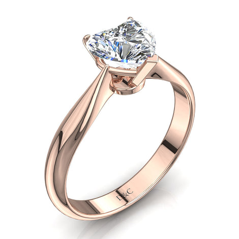 Anello di fidanzamento Elodie in oro rosa 0.80 carati con diamante a cuore