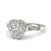 Solitaire diamant coeur 0.90 carat or blanc Capri