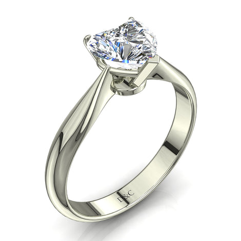 Bague de fiançailles diamant coeur 0.90 carat or blanc Elodie