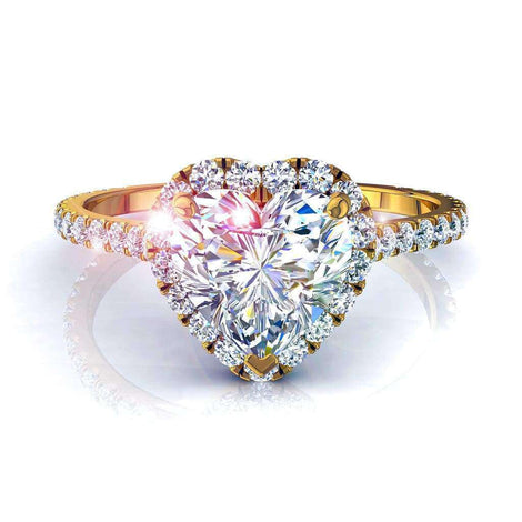 Anello di fidanzamento con diamante a cuore in oro giallo 0.90 carati Camogli