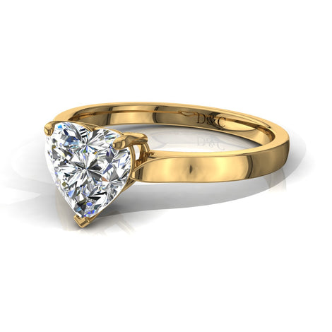 Bague de fiançailles diamant coeur 0.90 carat or jaune Capucine
