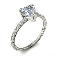 Anello di fidanzamento con diamante in oro bianco 1.00 carati a cuore di San Valentino