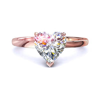 Bague de fiançailles diamant coeur 1.10 carat or rose Bella