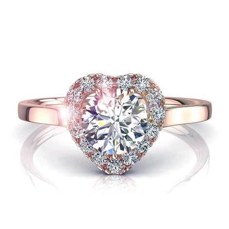 Anello di fidanzamento Capri in oro rosa 1.20 carati con diamante cuore