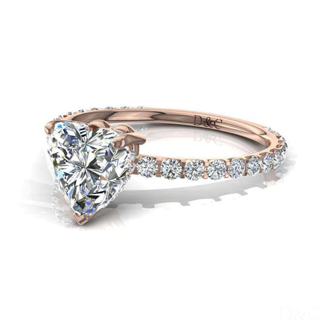 Anello San Valentino in oro rosa 1.20 carati con cuore e diamanti