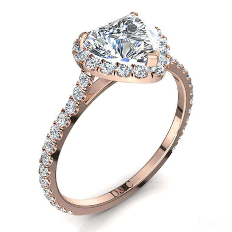 Anello di fidanzamento con diamante cuore in oro rosa 2.20 carati Camogli