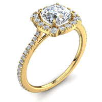 Anello di fidanzamento con diamante a cuscino in oro giallo 0.90 carati Alida