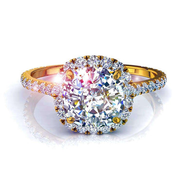 Bague de mariage diamant coussin et diamants ronds 0.90 carat Camogli I / SI / Or Jaune 18 carats