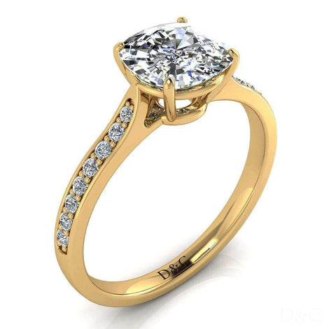 Anello di fidanzamento con diamante a cuscino in oro giallo 1.00 carati Ganna