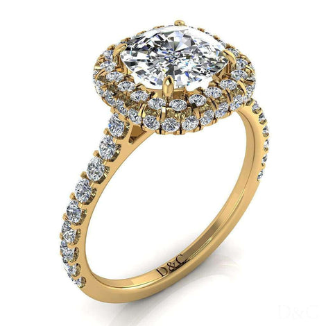 Anello di fidanzamento con diamante a cuscino in oro giallo 1.20 carati Margueritta