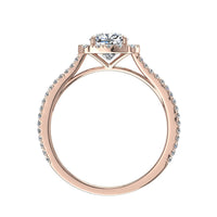 Anello di fidanzamento Alida in oro rosa 1.30 carati con diamante taglio cuscino