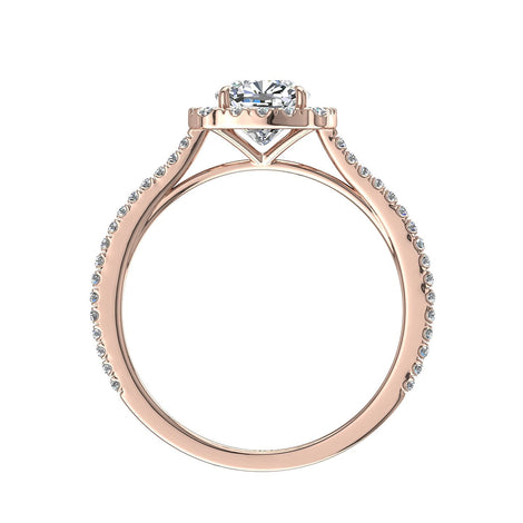 Anello di fidanzamento Alida in oro rosa 1.30 carati con diamante taglio cuscino
