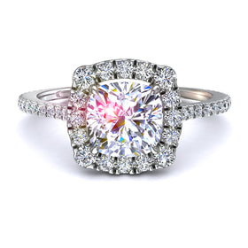 Bague de mariage diamant coussin et diamants ronds 1.40 carat Alida
