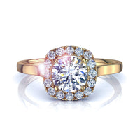 Bague de fiançailles diamant coussin 1.90 carat or jaune Capri
