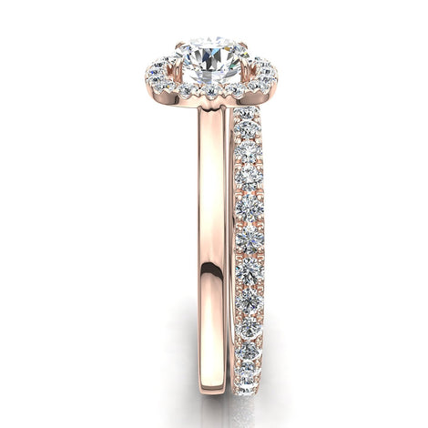 Bague de fiançailles diamant coussin 1.90 carat or rose Capri