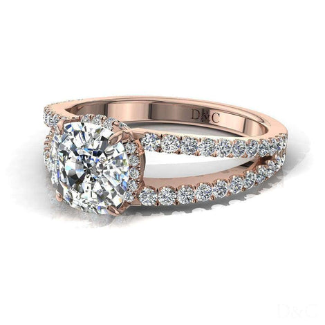 Anello di fidanzamento con diamante a cuscino in oro rosa 2.00 carati Recco
