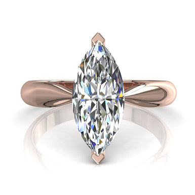 Bague de fiançailles diamant marquise 0.30 carat Elodie I / SI / Or Rose 18 carats